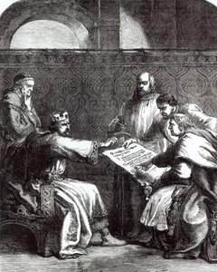 Le roi Jean refusant de signer la Magna Carta lorsqu